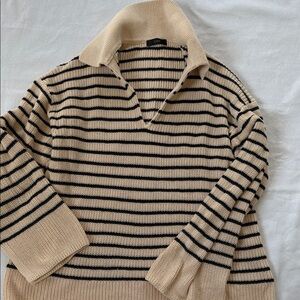J CREW Relaxed Collared Striped Women’s Sweater